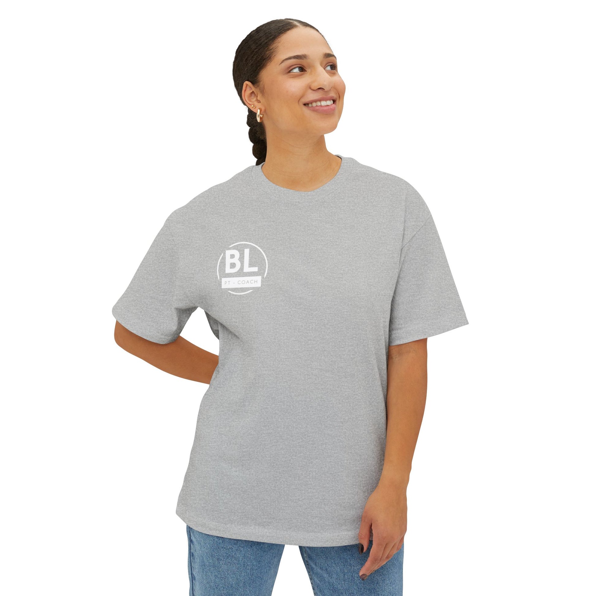Unisex Oversized Boxy Tee with BL PT - COACH Print | Casual Wear, Gym Outfit, Fitness Gift, Athleisure Style, Everyday Comfort