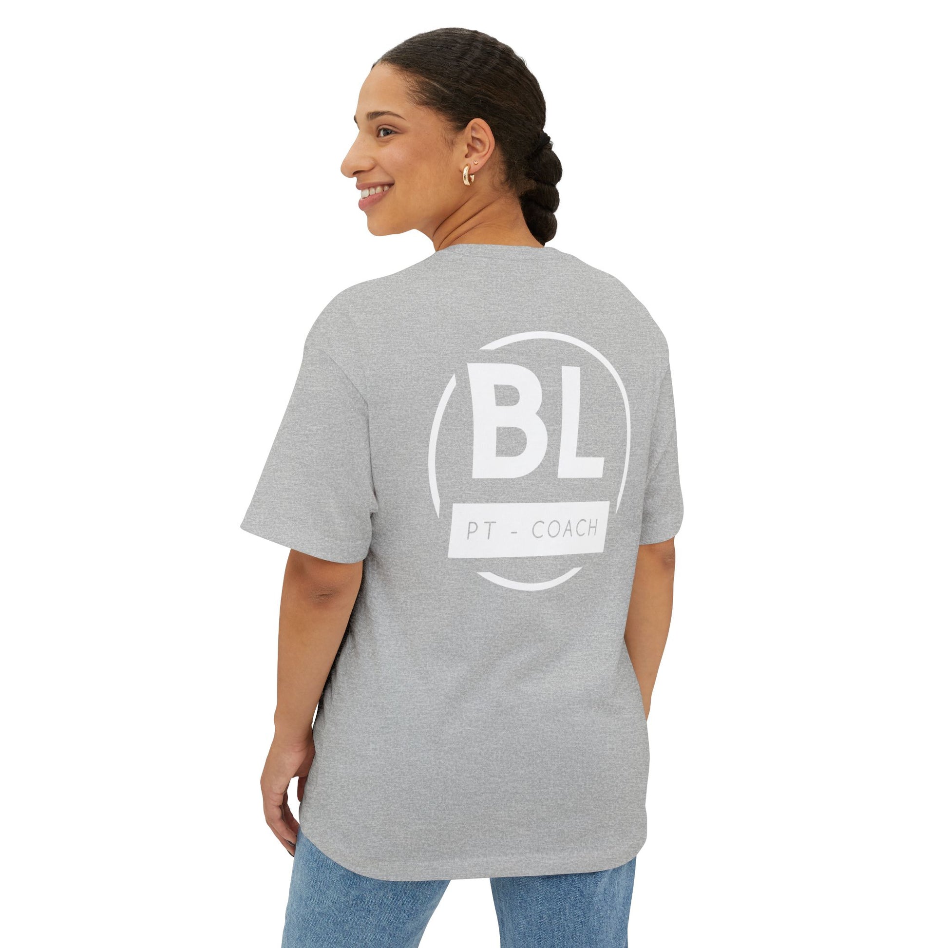 Unisex Oversized Boxy Tee with BL PT - COACH Print | Casual Wear, Gym Outfit, Fitness Gift, Athleisure Style, Everyday Comfort