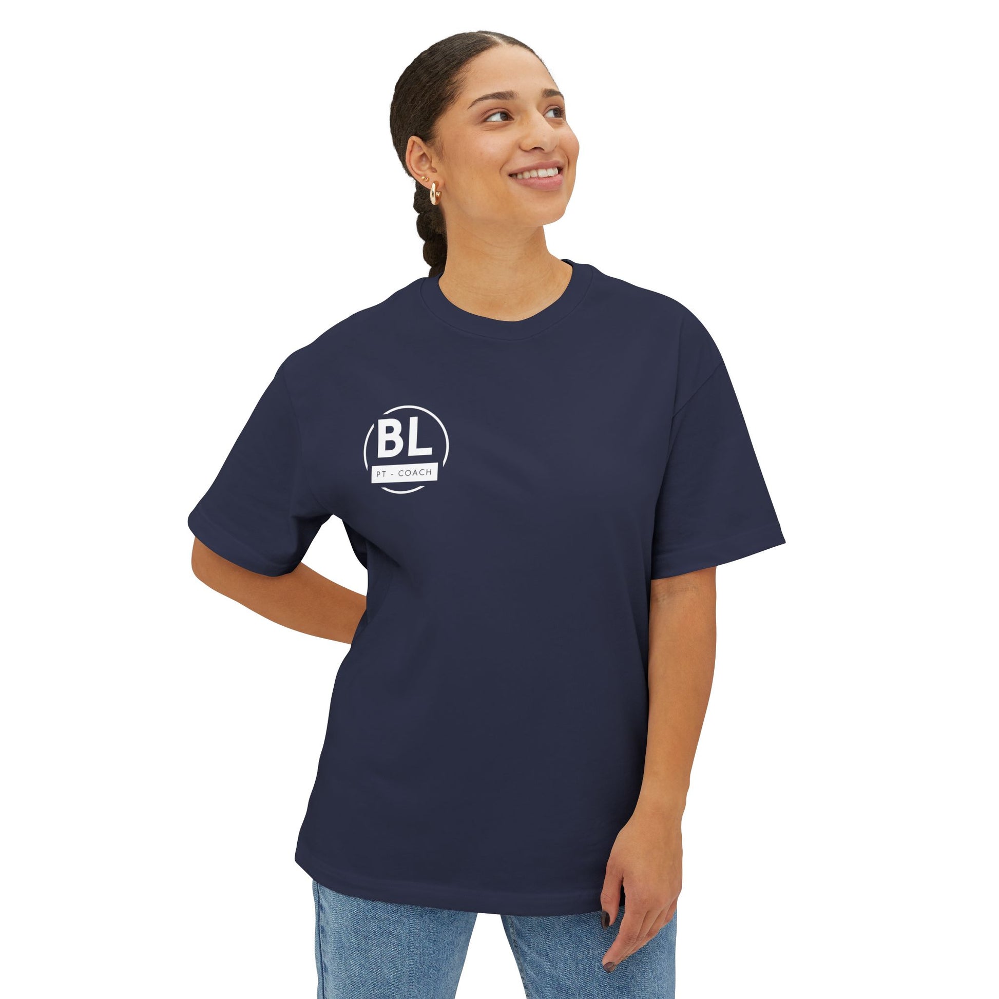 Unisex Oversized Boxy Tee with BL PT - COACH Print | Casual Wear, Gym Outfit, Fitness Gift, Athleisure Style, Everyday Comfort